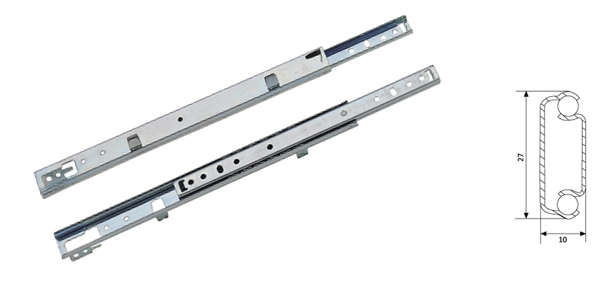 Hook Type, Drawer Slider 3/4 Drawout 27MM Width